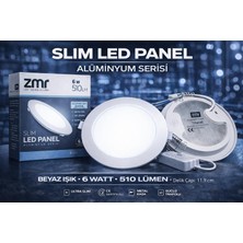 Lumixa Enerji 6W Slim LED Spot Panel Yuvarlak 3,5" (Delik:8,2cm DIŞ:12CM) Beyaz Işık 6500K 2 Adet