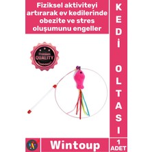 Wintoup #kedioltası Interaktif Eğlenceli Dayanıklı Avcılık Içgüdüsel Egzersiz Balıklı Kedi Oyun Oltası 90 cm