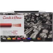 Conte a Paris : Yumuşak Askılı Pastel Seti : 10 Renk (Plastik Kutu)