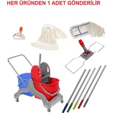 Premini Çift Kovalı Temizlik Arabası Seti, Pratik ve Hızlı Temizlik Için Ideal