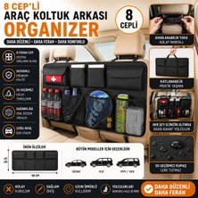 TUMKE Bagaj Çantası Araç Koltuk Arkası Organizer 8 Cepli Katlanabilir Bagaj Organizer  Çok Amaçlı Oto Düzenleyici Siyah