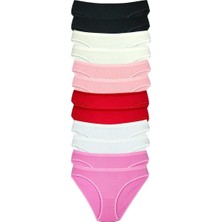 Feelline 12 Adet Fitilli Pamuklu Kadın Kaşkorse Bikini Külot