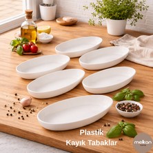 Melkan Home Kayık Servis Tabağı 6’lı Set – Orta Boy Plastik Sunum Tabakları 15X24X4 cm