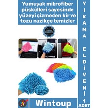 Wintoup #eldiven Yumuşak Püsküllü Çizmez Yüksek Emiş Güçlü Boya Koruyucu Mikrofiber Araç Yıkama Eldiveni