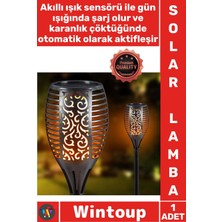 Wintoup #solarlamba Güneş Enerjili Su Geçirmez Dış Mekan Otomatik Sensörlü Alev Efektli Solar Bahçe Lamba