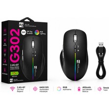 Azurtech R8 G302 Rgb Kablosuz Oyuncu Mouse | Bluetooth + 2.4ghz Çift Mod | 6400 Dpı | Şarj Edilebilir Gaming Mouse