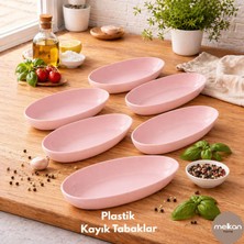 Melkan Home Kayık Servis Tabağı 6’lı Set – Orta Boy Plastik Sunum Tabakları 15X24X4 cm
