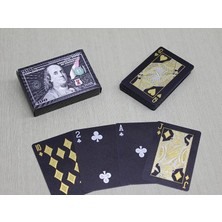 Mudanis Gümüş Dolar Tasarımlı Siyah Iskambil Oyun Kartı ALK4337