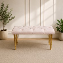 Rihan Mobilya 90CM Yeni Nesil Metal Gold Ayaklı Çok Amaçlı Puf Bench