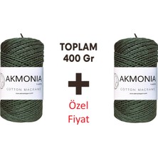 Akmonia Premium Pamuklu Makrome Ipi 2 mm 200 gr x 2 = 400GR - Zincir Örgü Çanta ve Supla Ipliği