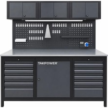 Takpower 2 Metre Takım Tezgahı 10 Çekmeceli Üsten Dolaplı