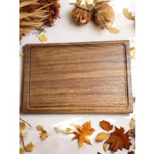 F&S WoodArt Tek Parça - Eksiz - Masif iroko, doğal ahşap, Steak Board - Oluklu Kesme Tahtası Büyük Boy 40 x 27,5 cm