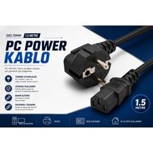 AŞIK STORE Pc Power Kablo 1.5 Metre 3X0.75MM² Bilgisayar Güç Kablosu Iec C13 %100 Bakır Iletken Monitör Yazıcı Psu Uyumlu