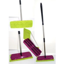 Premini Kıskaçlı 6 Fırçalı Mikrofiber Paspaslı Metal Saplı Silme Mopu