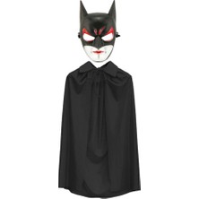 Nessi World Batman Maskesi Cat Woman ve Batman Pelerini 90 cm Siyah Renk Set