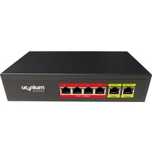 Uranium Uranıum POE-4002-48W 4 Port 10/100 + 2 Port 10/100 RJ45 Uplınk Watch-Dog Poe Swıtch(Realtek Chıpset)