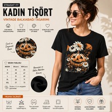 Tişört Kodu Straight Fit Kadın Tişört – Vintage Balkabağı Tasarımı