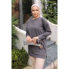 Epilons Yeni Stil Gri Füme Detaylı Tunik 10020