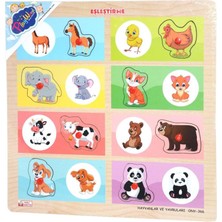 Nessi World ONY-366-367 Ahşap Tutmalı Eşleştirme -Hayvanlar ve Yavruları