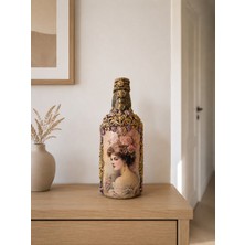 Züzü Design El Yapımı Vintage Kadın Figürlü Dekoratif Cam Şişe | Kabartmalı Ev ve Ofis Dekoru 27,5 cm