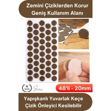 Svein #keçe Yapışkanlı Yuvarlak Keçe 20MM 48 Adet Kahve Mobilya Altı Zemin Koruyucu Çizik Önleyici Sessiz Kaydırmaz Masa Sandalye Dolap Ayak Pedi Parke Laminat Fayans Koruma Dayanıklı Kendinden Yapışkanlı