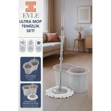 Premini Çok Fonksiyonlu 360° Mop Temizlik Seti, Gri, Paslanmaz Sap