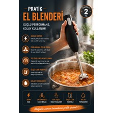 Sayarmarkt Paslanmaz Çelik El Blenderı Metal Ayaklı Ergonomik Tasarım Güçlü Performans