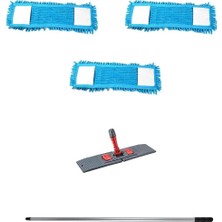 Premini Makarna Şönil Palet Tablet Mop Yedek Seti, 3 Parça, 60 Cm, Mop ve Tutucu
