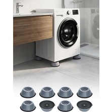 Omilife 8'li Gri Çamaşır Makinesi Titreşim Önleyici Vantuzlu Kaydırmaz Ayak Stoper Seti 7 cm