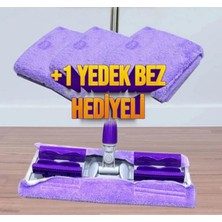 Woodhub Mikrofiber Mandallı Mop Seti, Teleskopik Saplı, Yedek Bezli, Kolay Temizlik