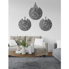 Mova Dizayn Metal 3'lü Set Ayetel Kürsi Felak ve Nas Suresi Yazılı Islami Duvar Tablosu - 46*59CM