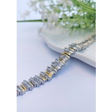 Halley Concept Vıp Baget Taşlı Gold & Silver Zirkon Çelik Bileklik