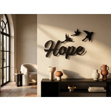 Mova Dizayn Modern Metal Hope Duvar Yazısı Kuş Figürlü Salon Ofis Dekoratif Tablo Duvar Dekoru