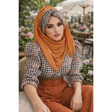 Aişe Tesettür Taba Kazayağı Kışlık Hazır Şal