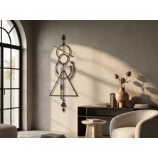Mova Dizayn Modern Metal Ok ve Geometrik Sembollü Dikey Duvar Tablosu Salon Ofis Duvar Dekoru