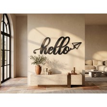 Mova Dizayn Modern Metal Hello Duvar Yazısı Antre Giriş Dekoratif Tablo Duvar Dekoru