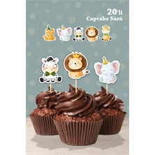 Neşeli Günlerim Safari Party Teması Cupcake Süsü 20'li
