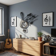 Mova Dizayn Modern Piyano Tuşlu Sol Anahtarı ve Notalı Estetik Metal Duvar Panosu