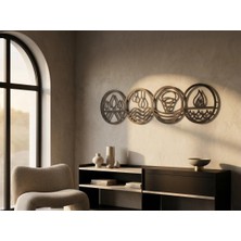 Mova Dizayn Modern Metal 4 Element Tasarım Duvar Tablosu Toprak Su Hava Ateş Salon Ofis Duvar Dekoru