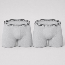 By Uslu Erkek Düz Likralı Pamuklu Boxer 2'li Paket Seher