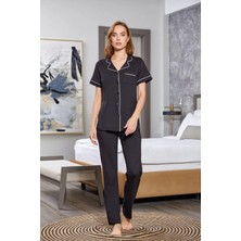 Amora Fancy Clothing Aqua 25526-K Kadın Kısa Kol Önü Düğmeli Pijama Takım