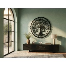 Mova Dizayn Modern Hayat Ağacı Motifli Yuvarlak Metal Duvar Panosu
