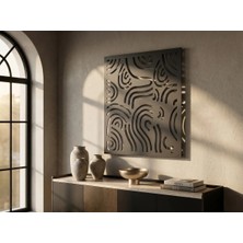 Mova Dizayn Modern Metal Soyut Dalga Desenli Duvar Tablosu Kare Geometrik Salon Ofis Duvar Dekoru