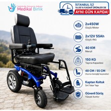 Poylin P265 Arazi Tip Akülü Tekerlekli Sandalye | 48 cm Beden Seçenekli, 2X450W Motorlu Güçlü Model
