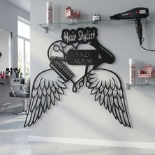 Mova Dizayn Kişiye Özel Isim Yazılabilir Kuaför Temalı Dekoratif Metal Duvar