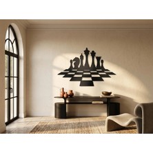 Mova Dizayn Modern Metal Satranç Tasarım Duvar Tablosu Dekoratif Salon Ofis Hediyelik Duvar Dekoru