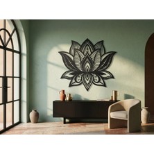 Mova Dizayn Modern Lotus Çiçeği ve Mandala Motifli Estetik Metal Duvar Panosu