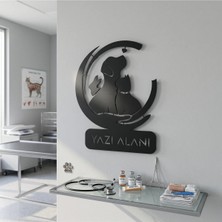 Mova Dizayn Kişiye Özel Isim Yazılabilir Kedi Köpek Logolu Dekoratif Metal Duvar Tablosu