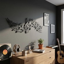 Mova Dizayn Modern Dalgalı Porte ve Çoklu Nota Motifli Estetik Metal Duvar Panosu