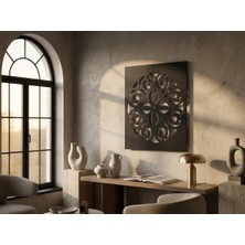 Mova Dizayn Modern Metal Mandala Desenli Duvar Tablosu Kare Geometrik Salon Ofis Duvar Dekoru